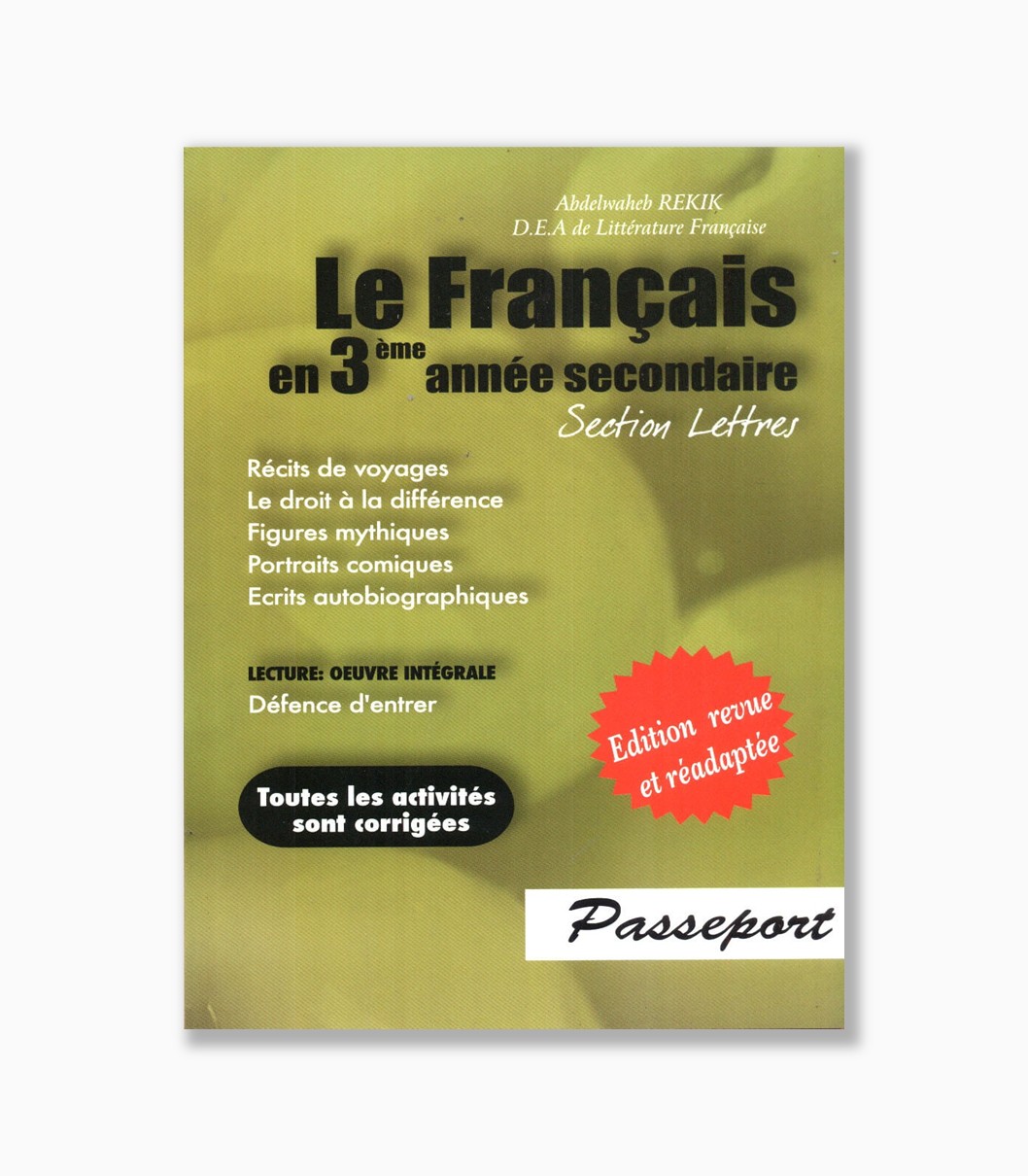 le français en 3 ème année secondaire sections lettres le français en 3 ème année secondaire sections lettres